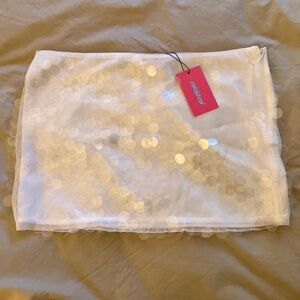 Edikted White Sequin Mini Skirt